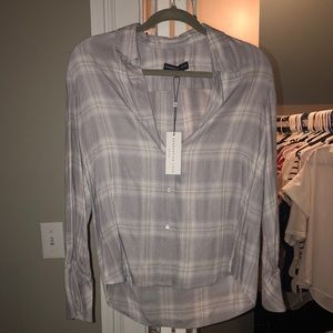 Generation Love Grey and white plaid shirt